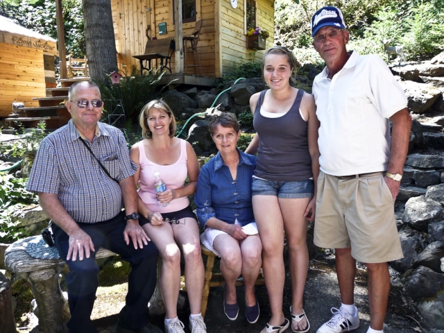 Jerry Depping and Mel Blue and his wife, Cecelia, daughter Lisa and granddaughter, Maddie
