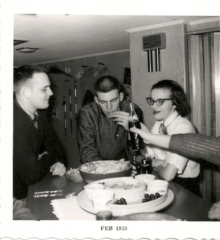 Doug Gwinn (57) Jerry Lee (58) and Rosemary Foss December 1958 Party 